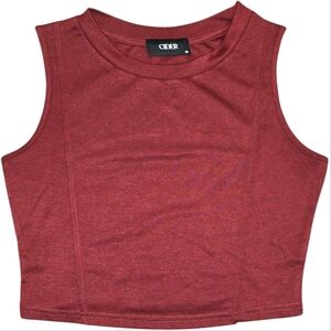 EUC Cider Crop Top Size Medium Wine Red Crewneck Athleisure
